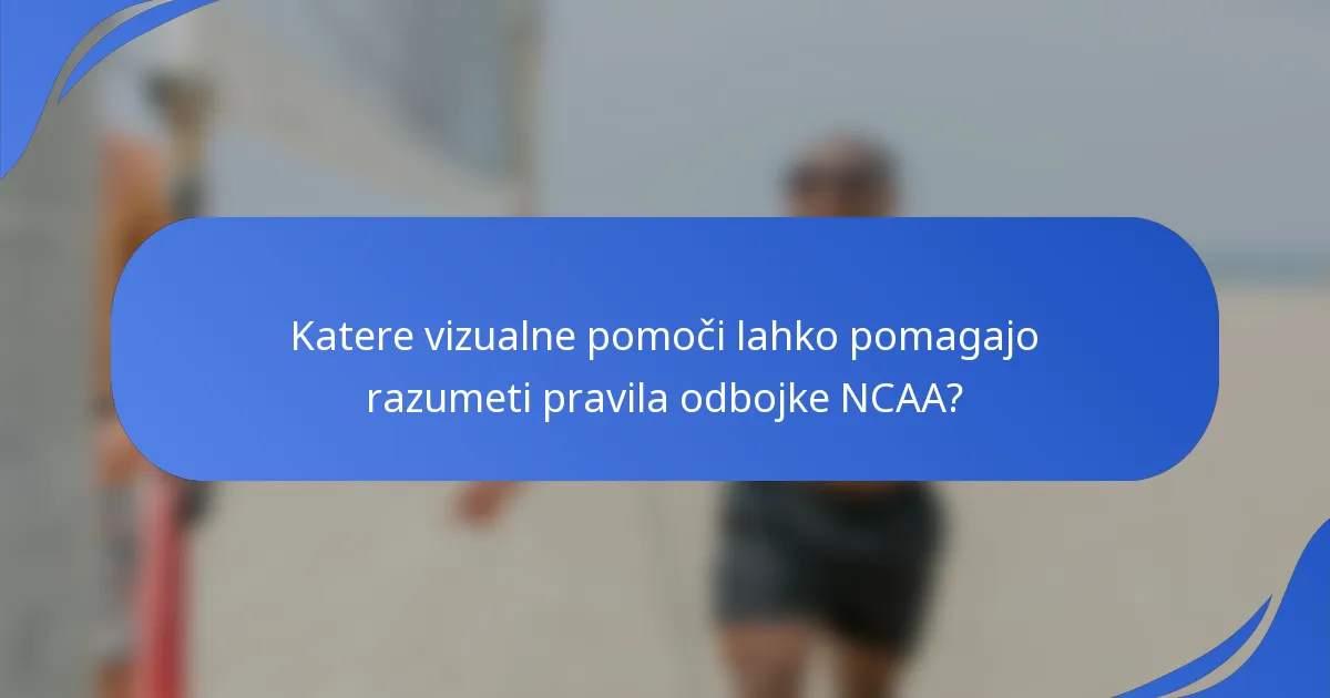 Katere vizualne pomoči lahko pomagajo razumeti pravila odbojke NCAA?